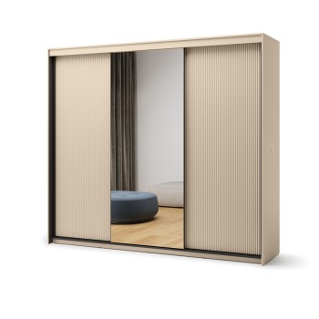 Schwebetürenschrank TREND 250 cm mit Spiegel und LED-Beleuchtung