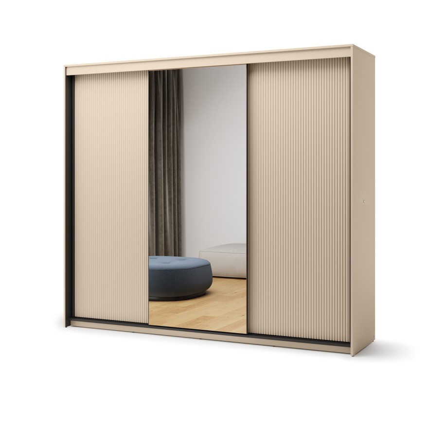 Schwebetürenschrank TREND 250 cm mit Spiegel und LED-Beleuchtung