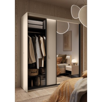 Schwebetürenschrank TREND mit Spiegel, 200 cm, und LED-Beleuchtung