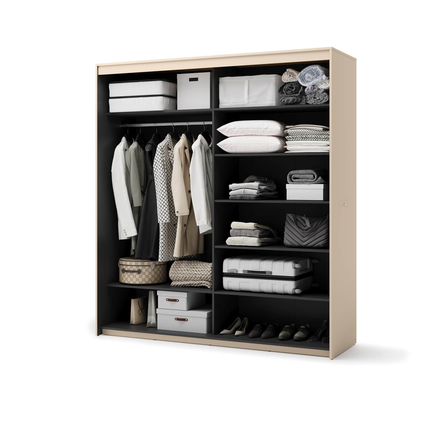 Schwebetürenschrank TREND mit Spiegel, 200 cm, und LED-Beleuchtung