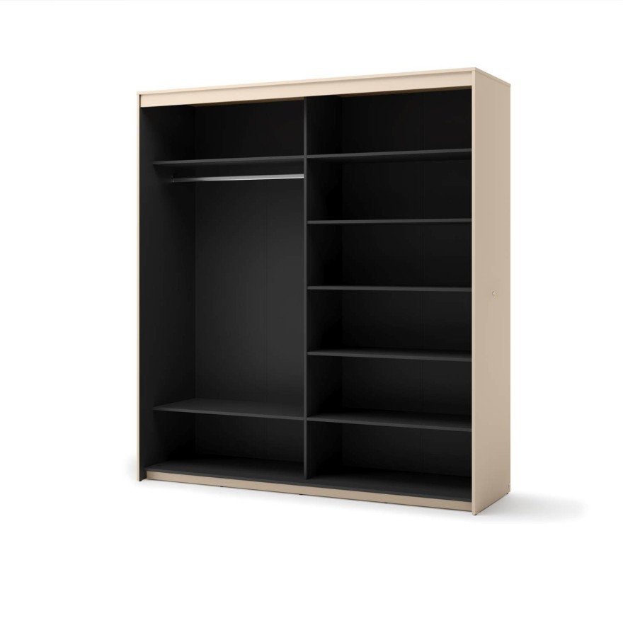 Schwebetürenschrank TREND mit Spiegel, 200 cm, und LED-Beleuchtung