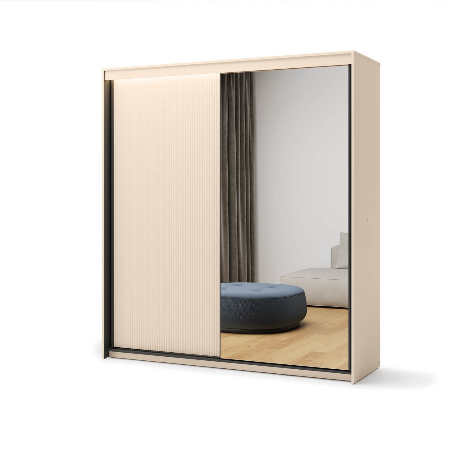 Schwebetürenschrank TREND mit Spiegel, 200 cm, und LED-Beleuchtung