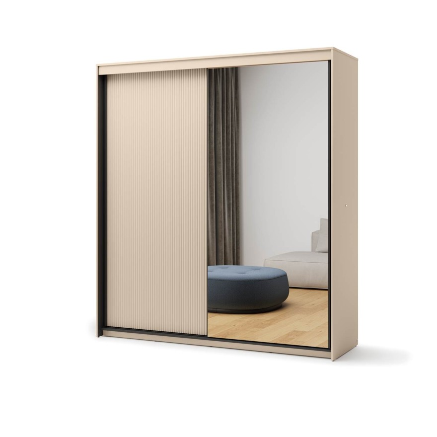 Schwebetürenschrank TREND mit Spiegel, 200 cm, und LED-Beleuchtung