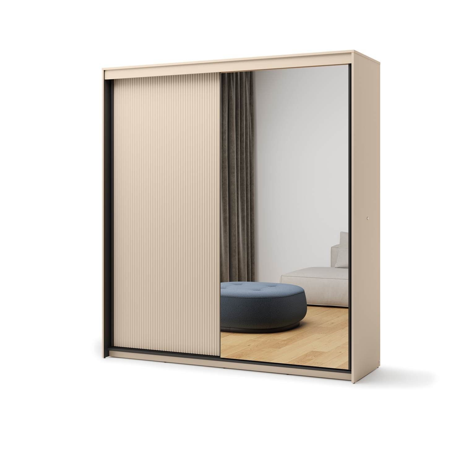 Schwebetürenschrank TREND mit Spiegel, 200 cm, und LED-Beleuchtung