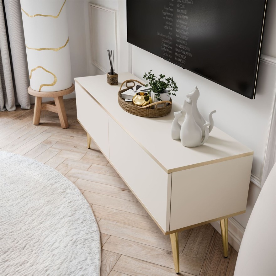 TV-Schrank OXFORD III 135 cm auf goldenen Beinen