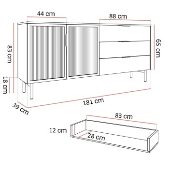 Kommode LINEA mit LED-Beleuchtung