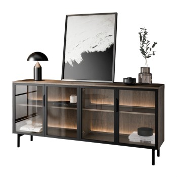 Kommode LINEA LOFT mit Glasfronten und LED-Beleuchtung