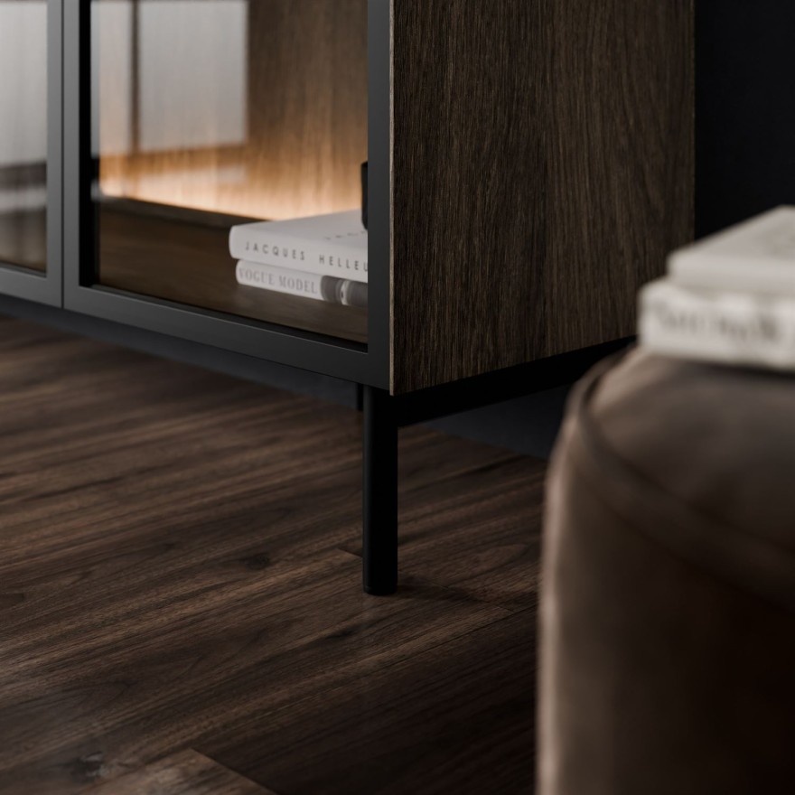 Kommode LINEA LOFT mit Glasfronten und LED-Beleuchtung