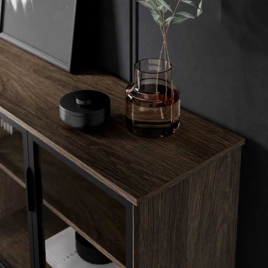 Kommode LINEA LOFT mit Glasfronten und LED-Beleuchtung