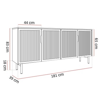 Kommode LINEA LOFT mit Glasfronten und LED-Beleuchtung