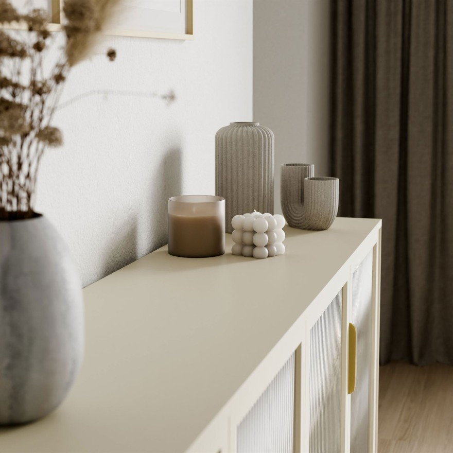 Verglaste Kommode LINEA mit LED-Beleuchtung