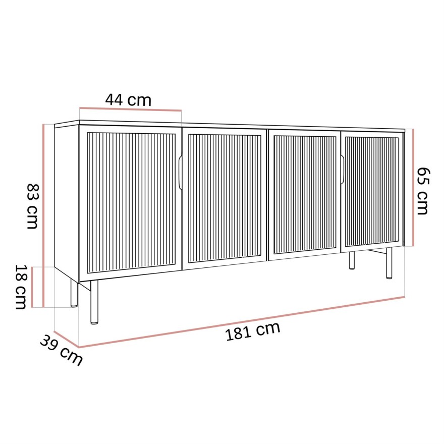 Verglaste Kommode LINEA mit LED-Beleuchtung
