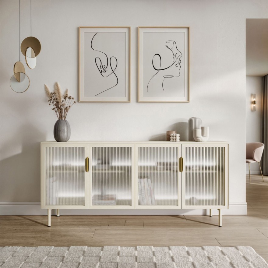 Verglaste Kommode LINEA mit LED-Beleuchtung