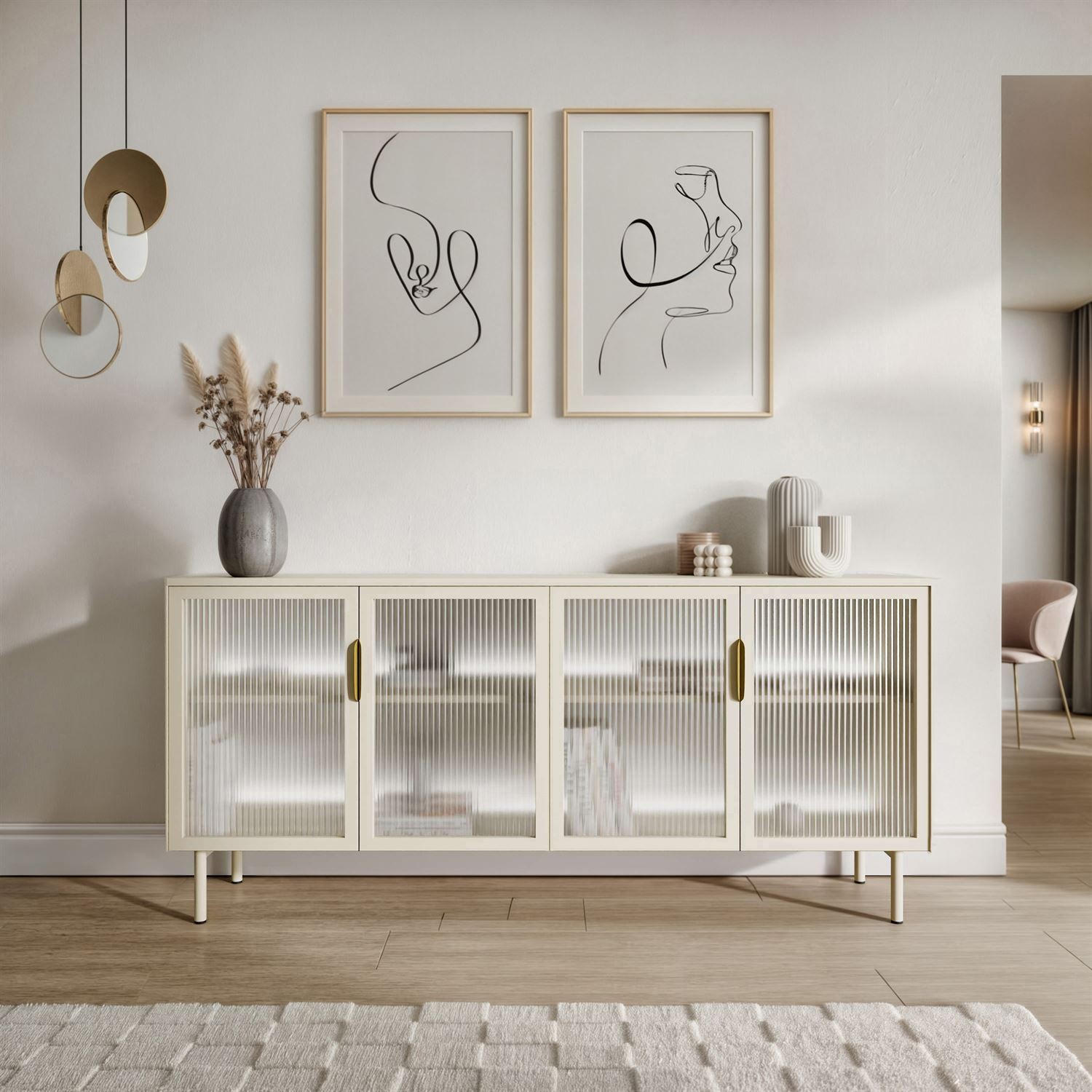 Verglaste Kommode LINEA mit LED-Beleuchtung