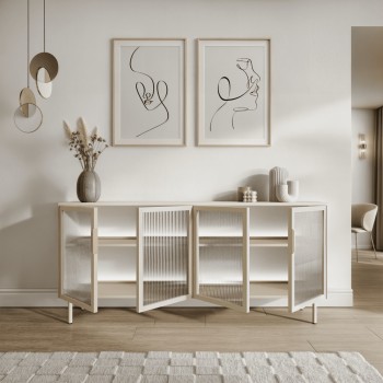 Verglaste Kommode LINEA mit LED-Beleuchtung