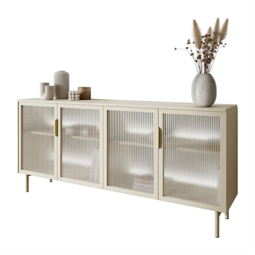 Verglaste Kommode LINEA mit LED-Beleuchtung