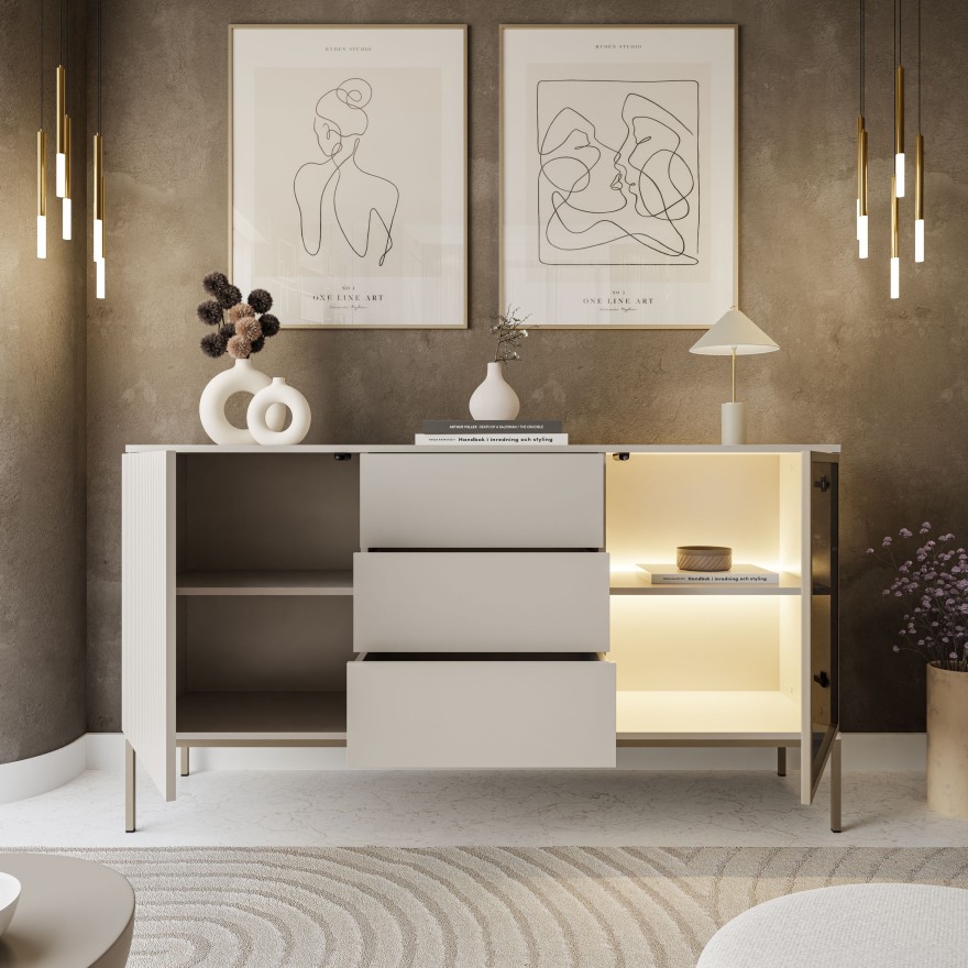 Kommode ECLIPSE KSZ154 mit Schubladen und Beleuchtung Kaschmir