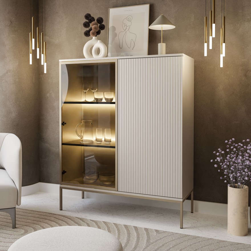 Vitrine ECLIPSE WT104 niedrig mit Beleuchtung Kaschmir