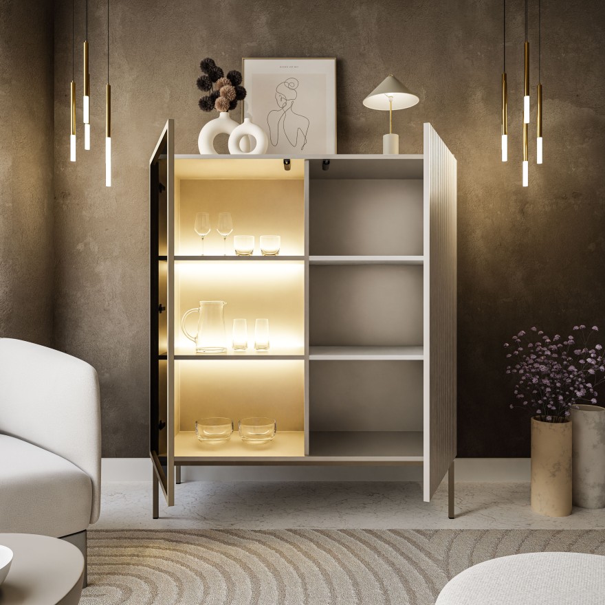 Vitrine ECLIPSE WT104 niedrig mit Beleuchtung Kaschmir