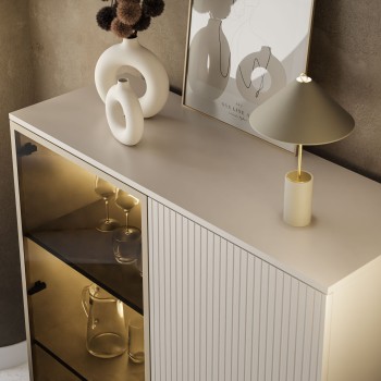 Vitrine ECLIPSE WT104 niedrig mit Beleuchtung Kaschmir