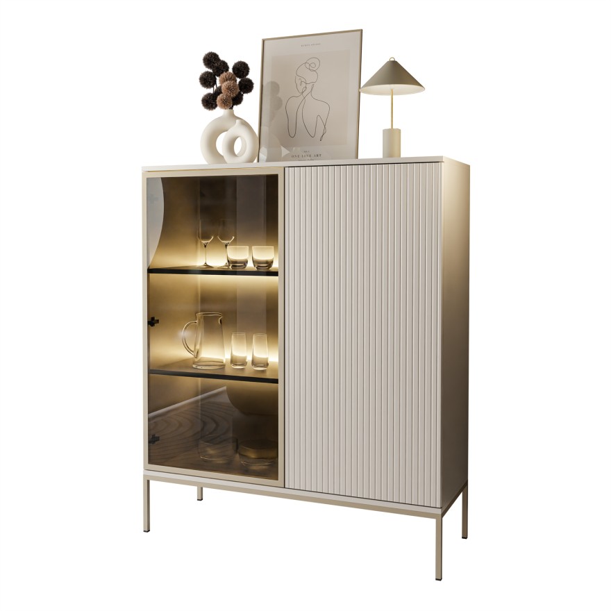 Vitrine ECLIPSE WT104 niedrig mit Beleuchtung Kaschmir