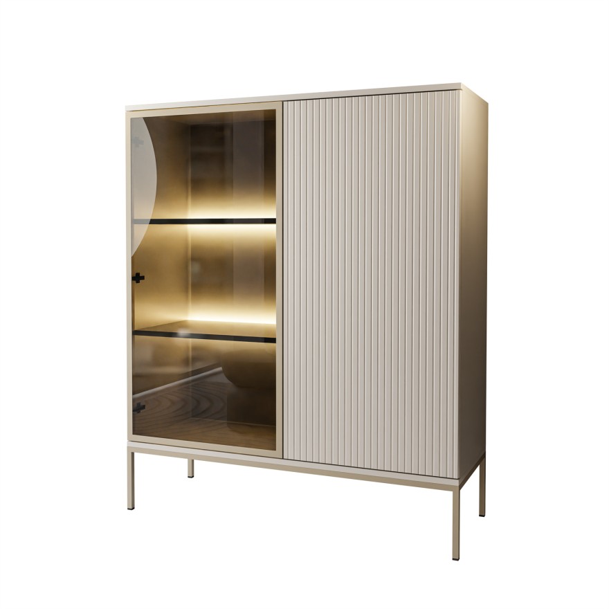 Vitrine ECLIPSE WT104 niedrig mit Beleuchtung Kaschmir