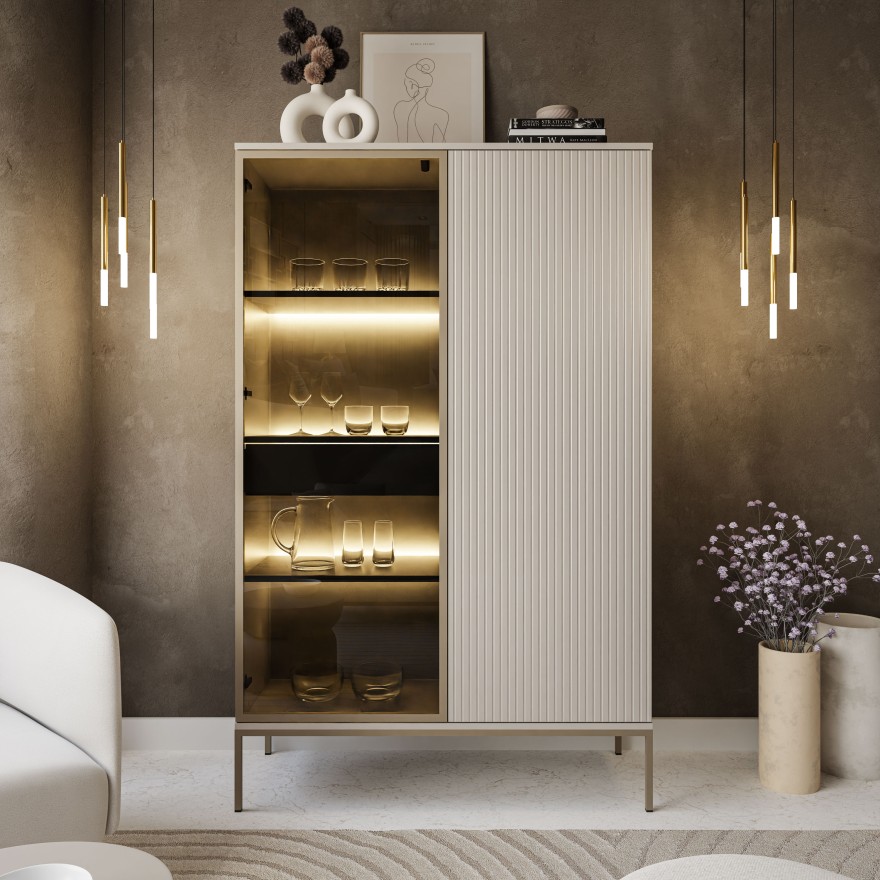 Vitrine ECLIPSE WTSZ104 mit Beleuchtung Kaschmir