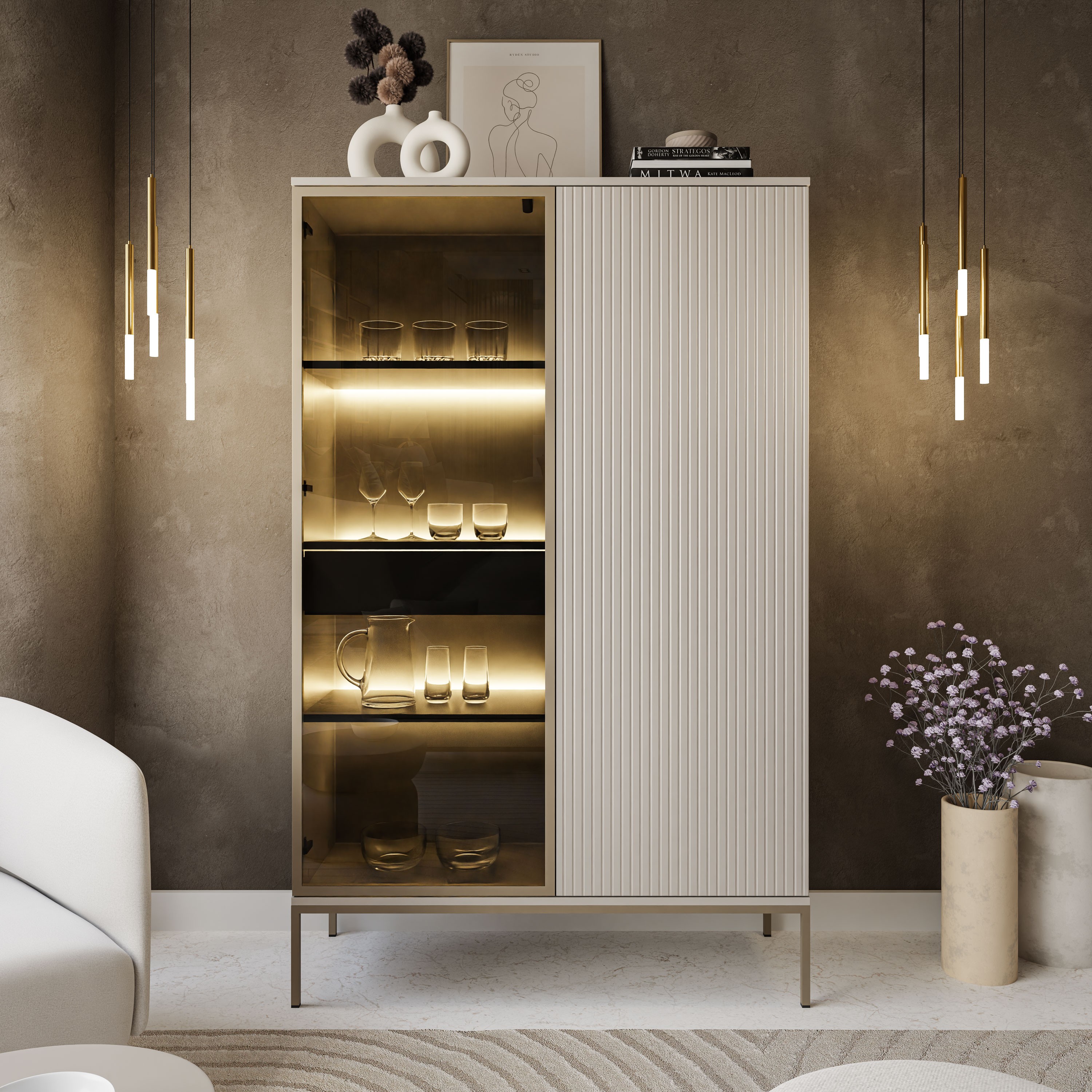Vitrine ECLIPSE WTSZ104 mit Beleuchtung Kaschmir