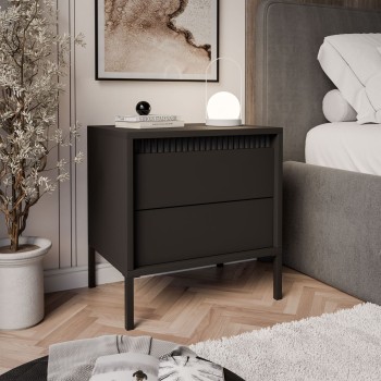 Nachttisch YASUMI in mattem Schwarz