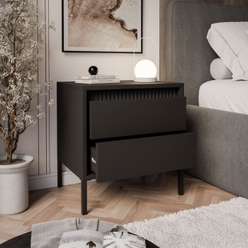 Nachttisch YASUMI in mattem Schwarz