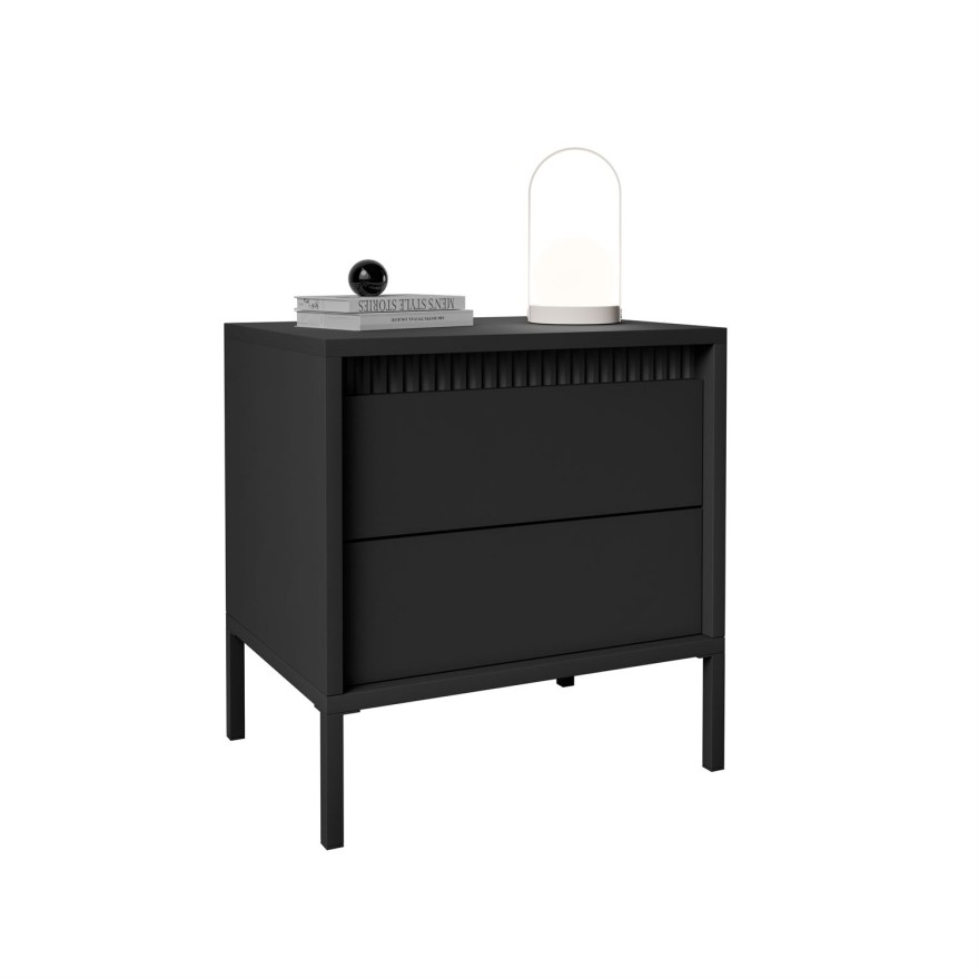 Nachttisch YASUMI in mattem Schwarz