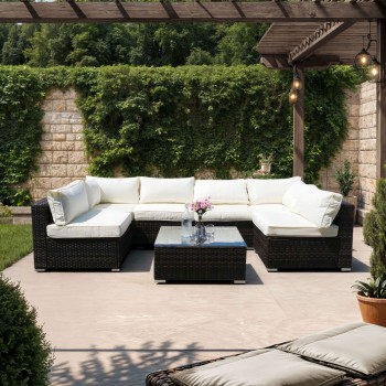 Garten-Ecksofa LUMIA mit Tisch
