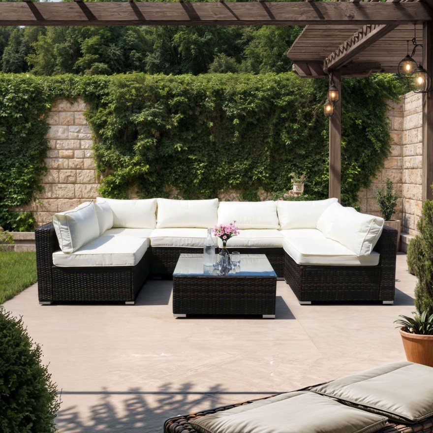 Garten-Ecksofa LUMIA mit Tisch