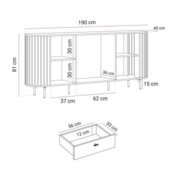 Kommode ELODIE 190 2D3S