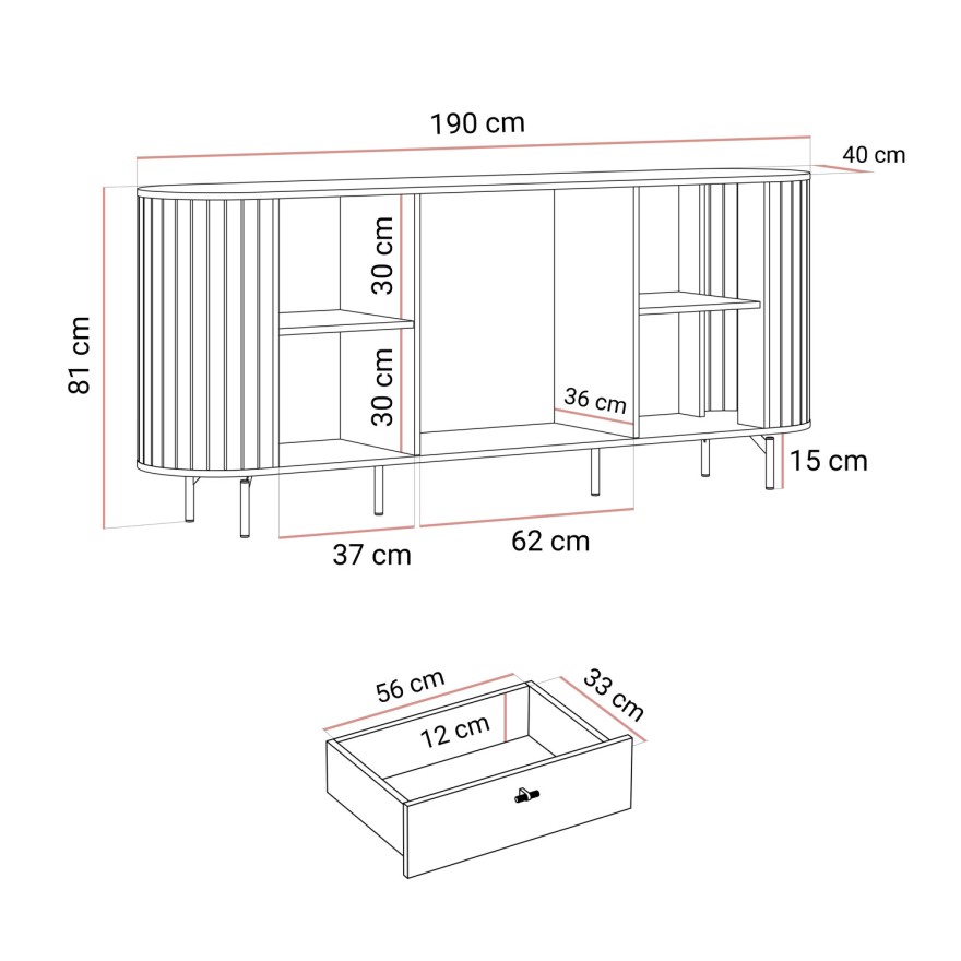 Kommode ELODIE 190 2D3S
