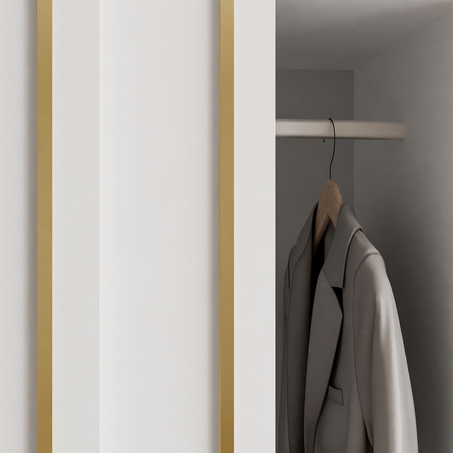 Schiebeschrank AURIS 200 cm mit goldenen Lamellen
