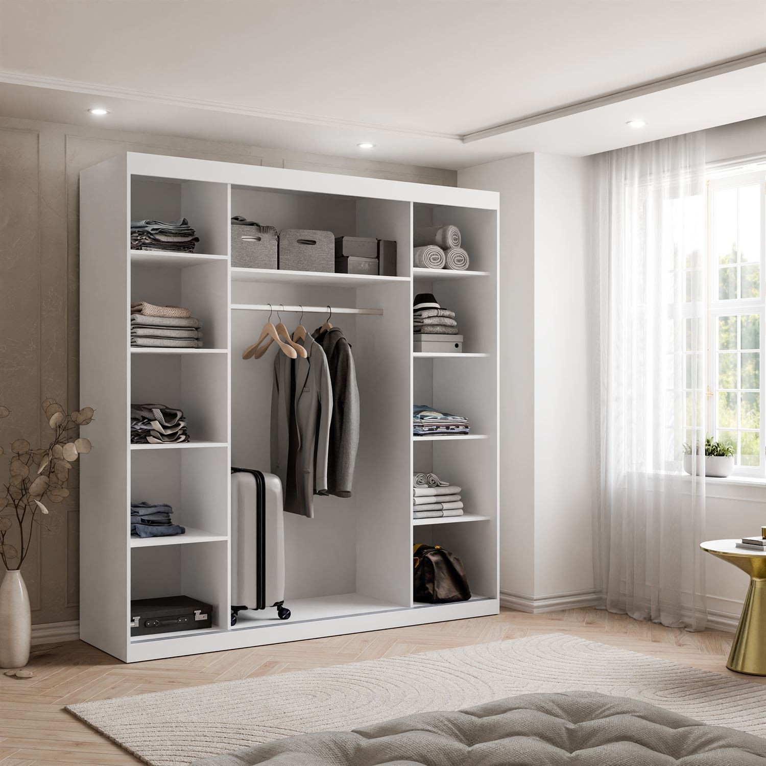 Schiebeschrank AURIS 200 cm mit goldenen Lamellen
