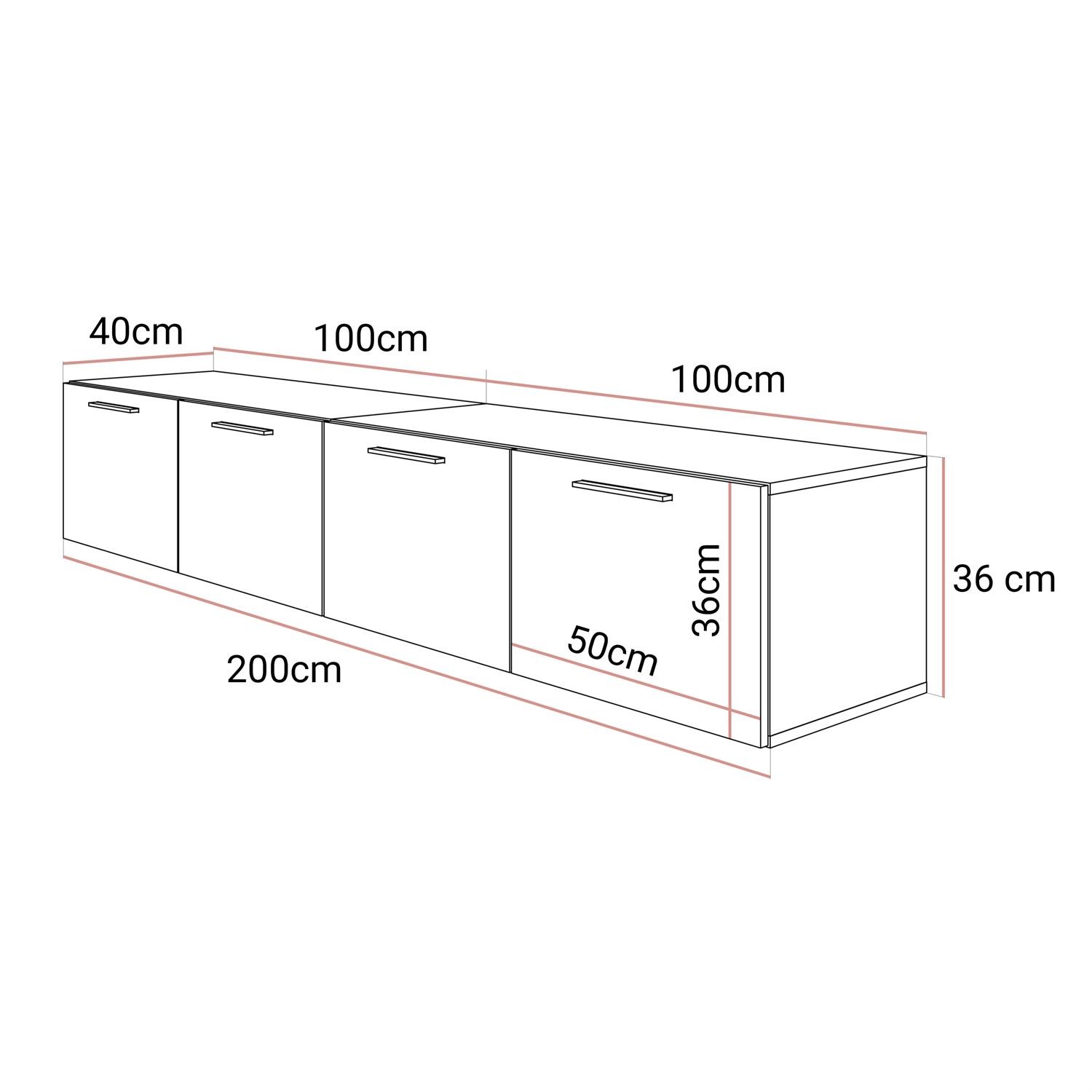 TV-Schrank AURA 200 Kaschmir Hochglanz mit Griffen