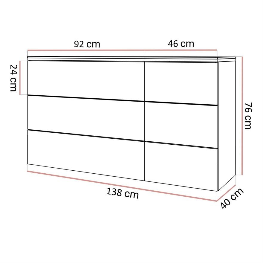 Kommode mit Schubladen AURORA KASCHMIR 6S