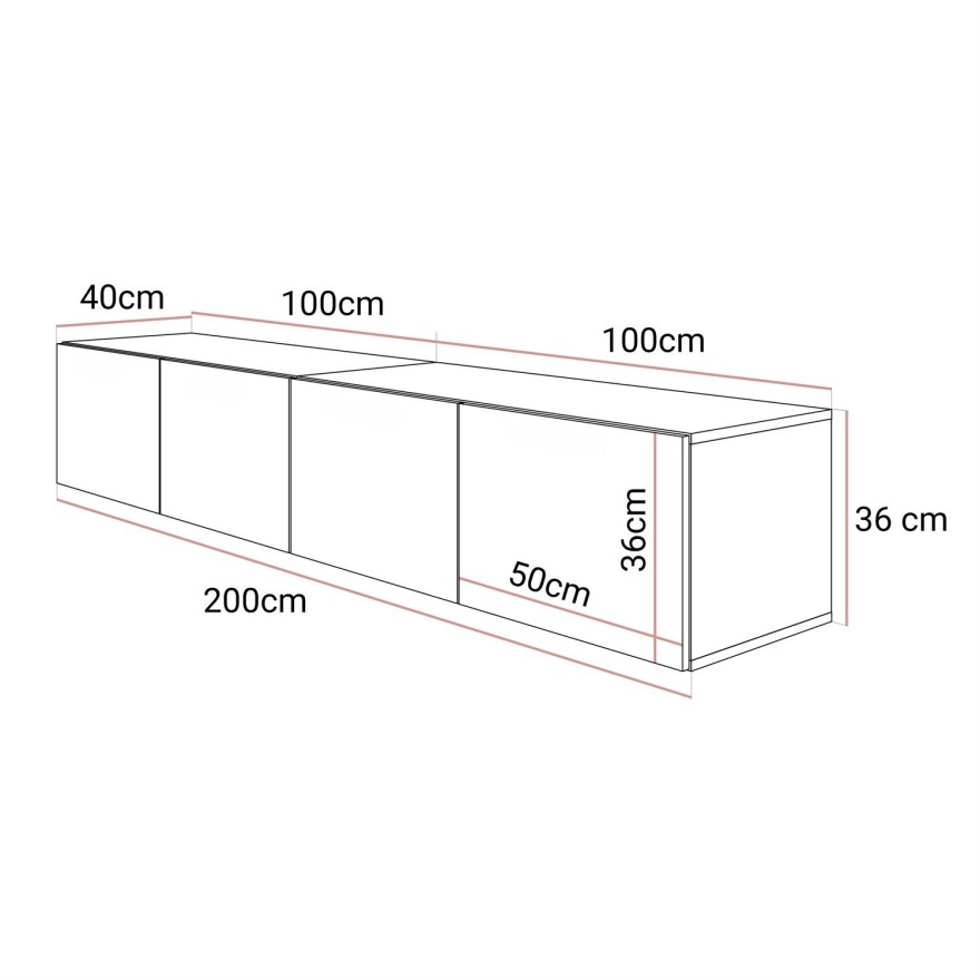 TV-Schrank COLGANTE 200 Kaschmir Hochglanz mit LED