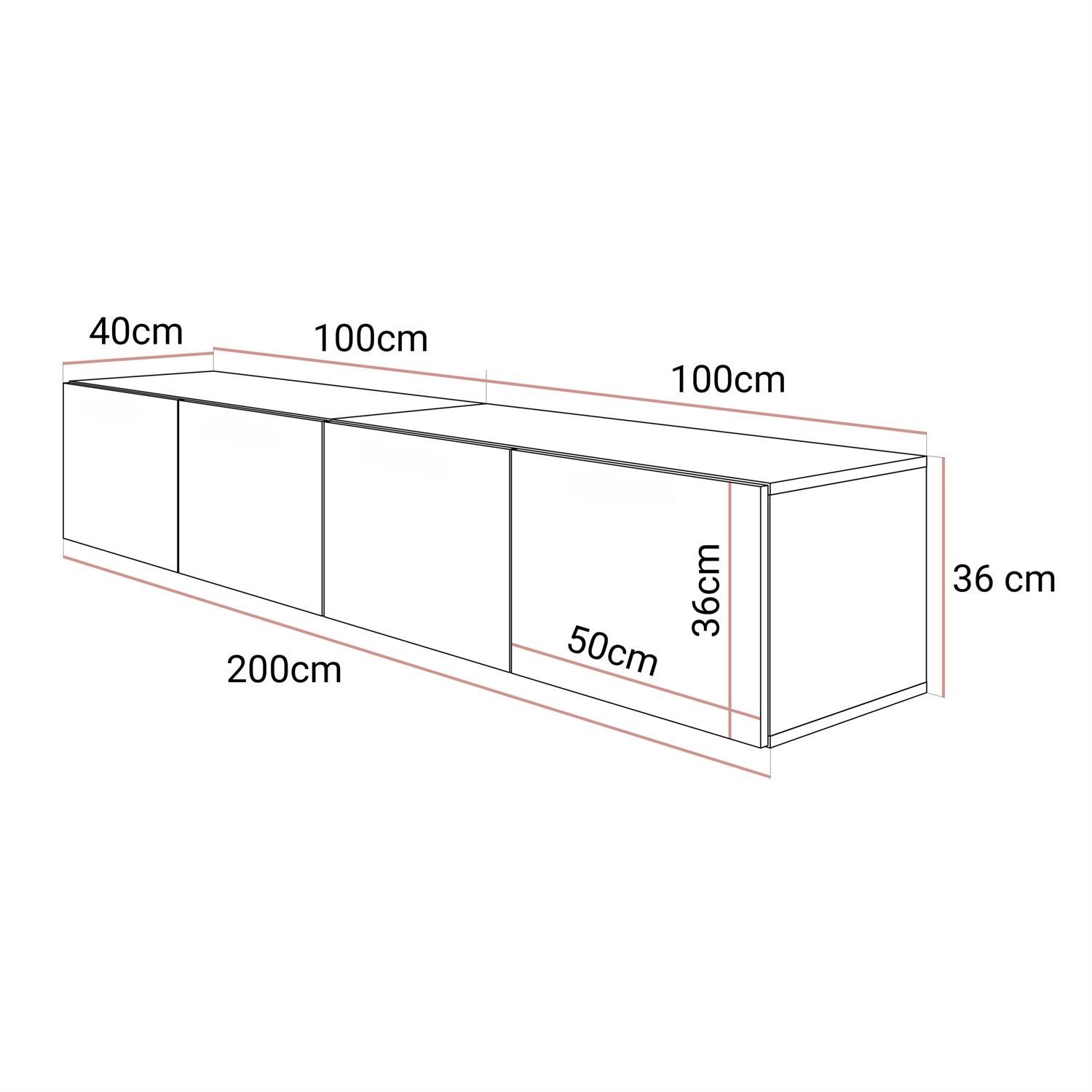 TV-Schrank COLGANTE 200 Kaschmir Hochglanz mit LED