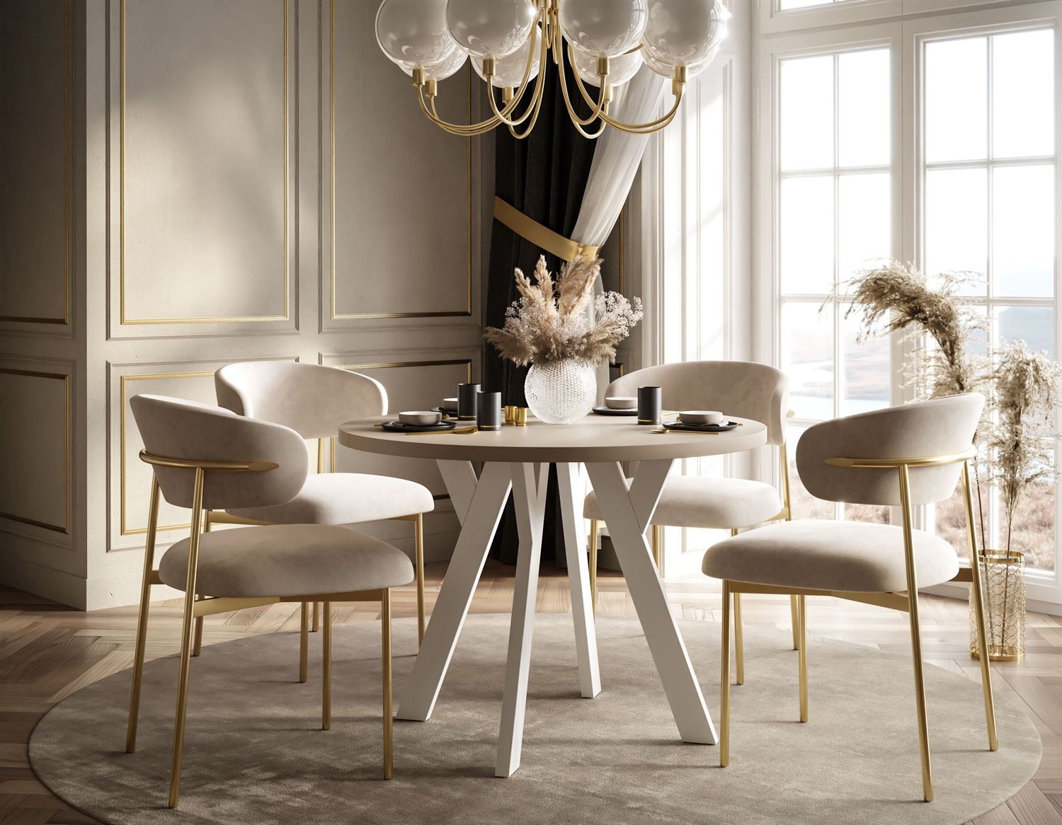 Esszimmer-Set VOLTA MATT mit vier Stühlen