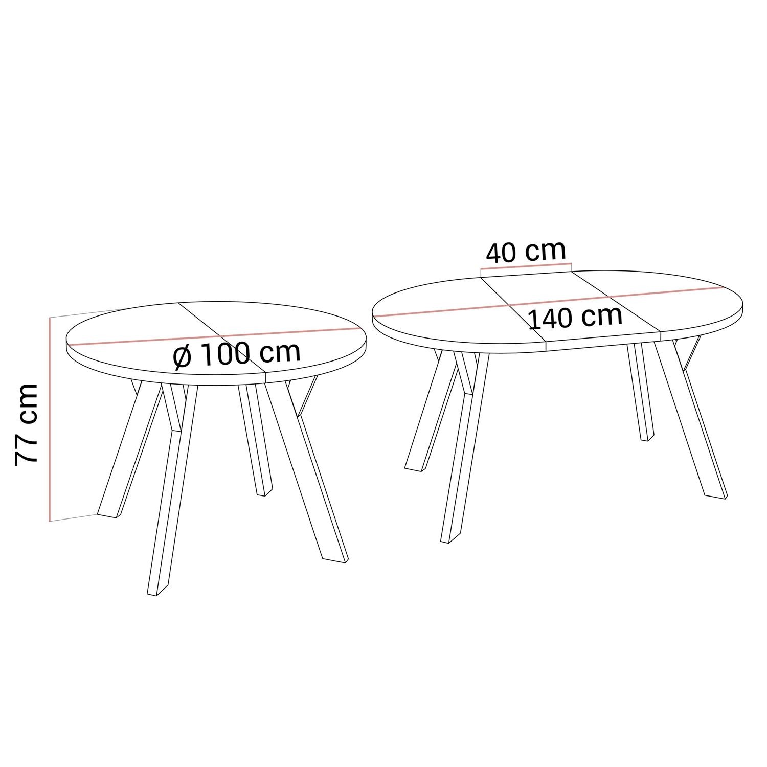 Esszimmer-Set VOLTA GLOSS mit vier Stühlen