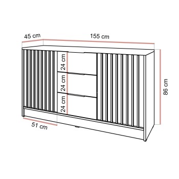 Zweiturige Kommode NELA mit Lamellen