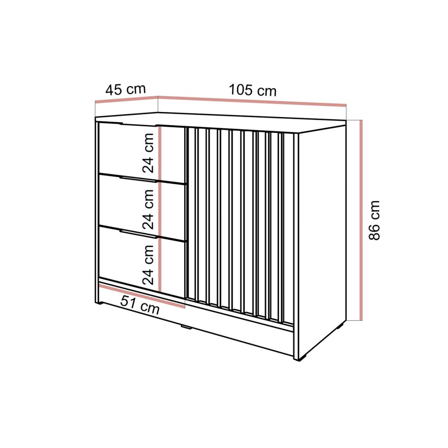 Komoda NELA mit Lamellen