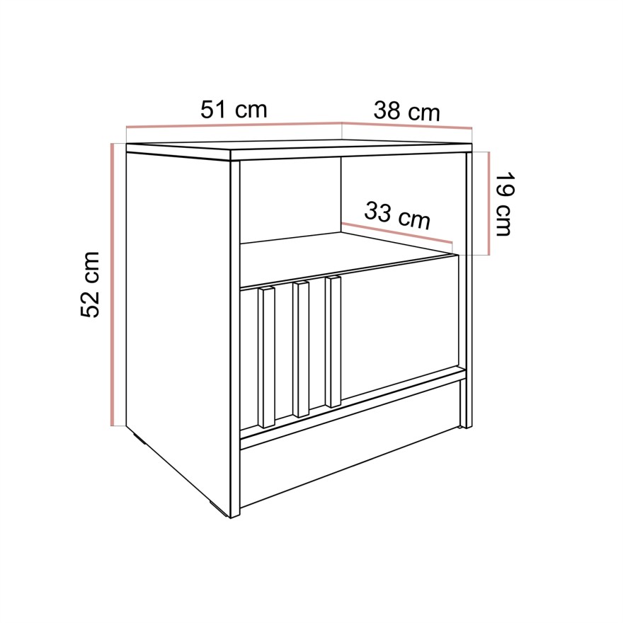 Nachttisch NELA mit Lamellen