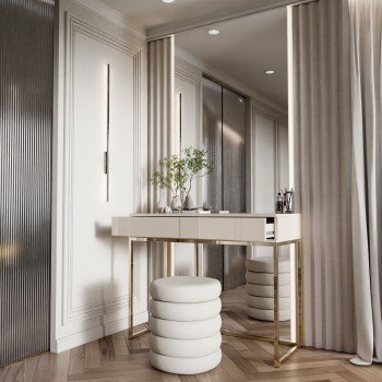 Konsole BLANCO GLAMOUR Kaschmir auf goldenem verchromtem Gestell