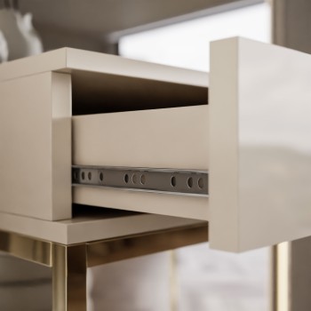 Konsole BLANCO GLAMOUR Kaschmir auf goldenem verchromtem Gestell