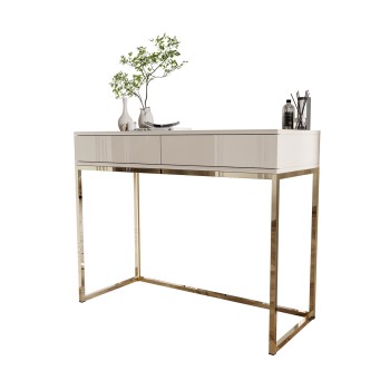 Konsole BLANCO GLAMOUR Kaschmir auf goldenem verchromtem Gestell