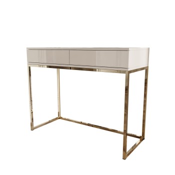 Konsole BLANCO GLAMOUR Kaschmir auf goldenem verchromtem Gestell